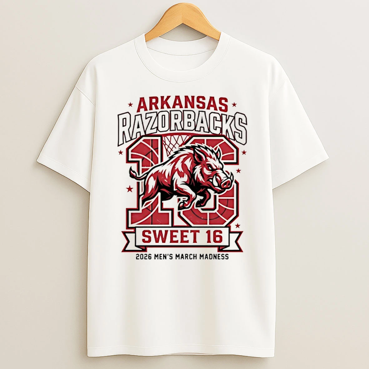 Arkansas Razorbacks Sweet 16 2026 Mens March Madness Mascot Shirts