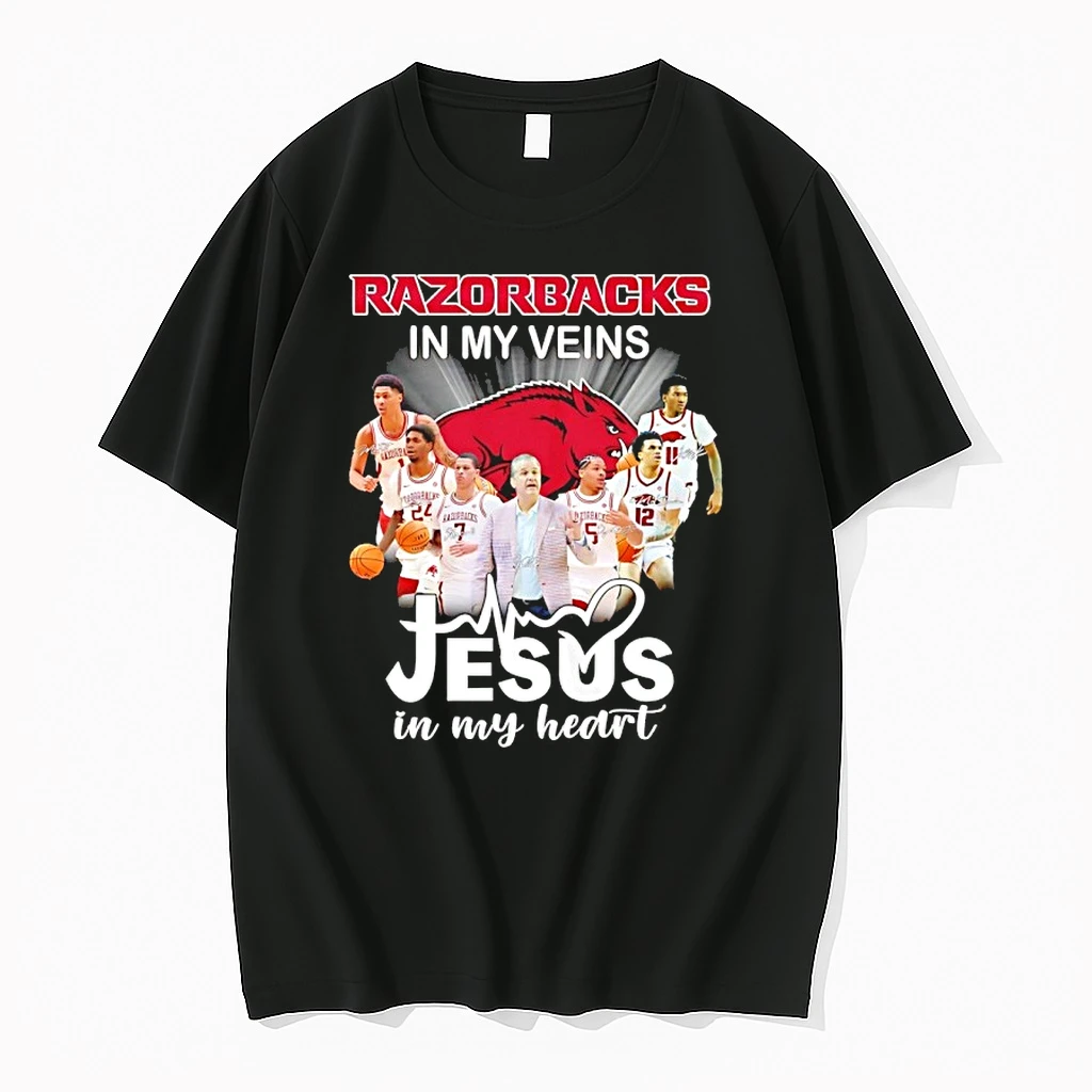 Arkansas Razorbacks In My Veins Jesus In My Heart 2026 Coach And Players Signature Shirts