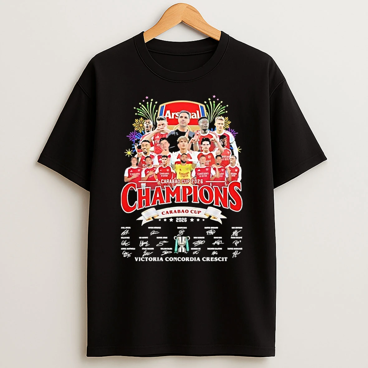 Arsenal Fc Carabao Cup 2026 Champions Victoria Concordia Crescit Signatures Shirts