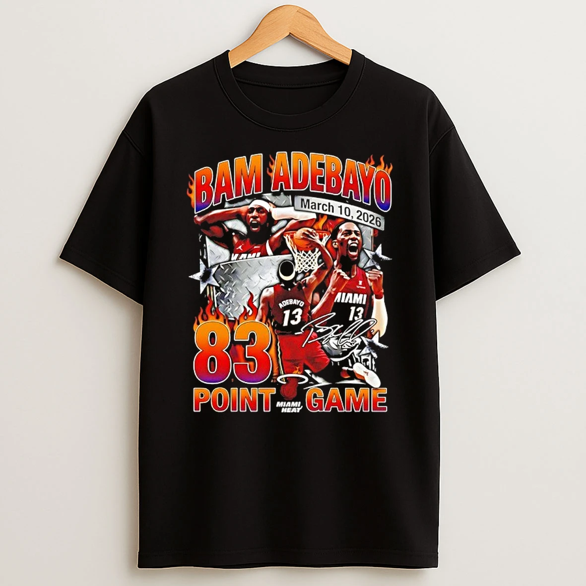 Bam Adebayo March 10th 2026 83 Point Game Miami Heat Signature Shirts