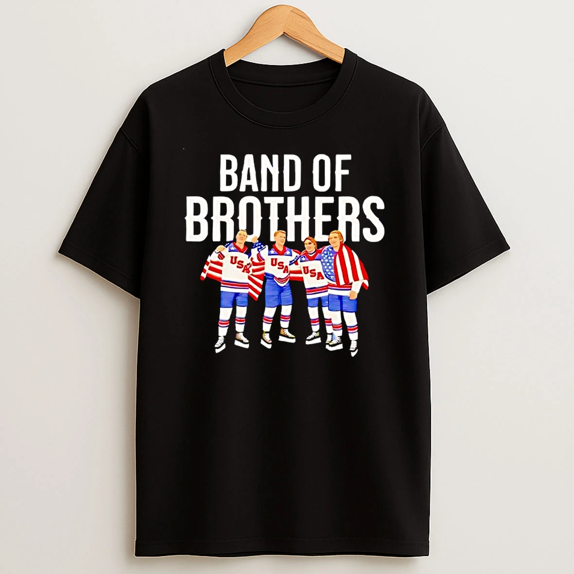 Band Of Brothers Quinn Hughes Brady Tkachuk Jack Hughes Matthew Tkachuk At Winter Olympics Shirts
