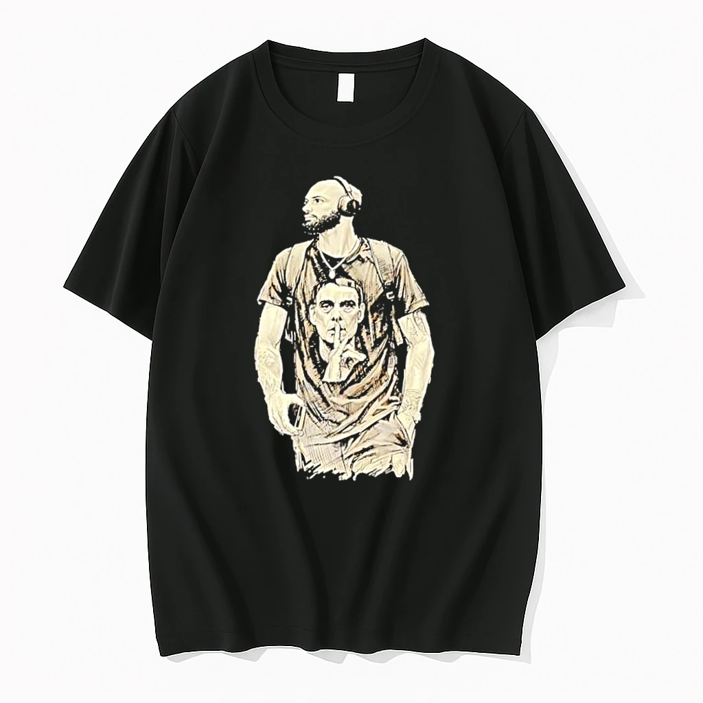 Bearded Man Wearing Headphones And Quiet Portrait Graphic Shirts