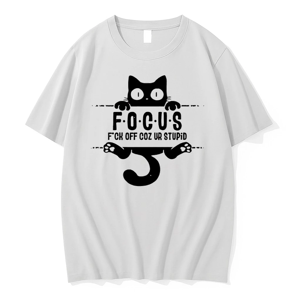 Black Cat Focus Fuck Off Coz Ur Stupid Shirts