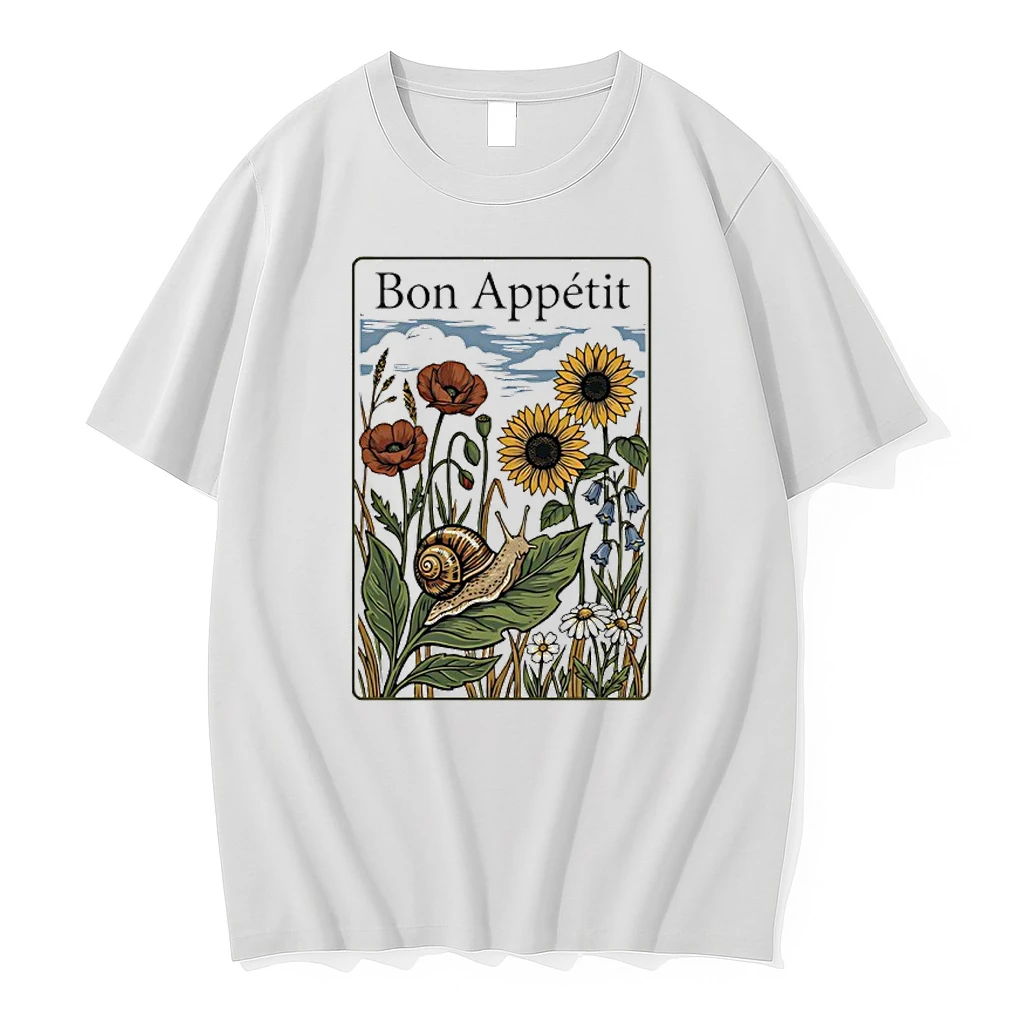 Bon Appetit Snails Eat Leaves And Flowers Art Shirts