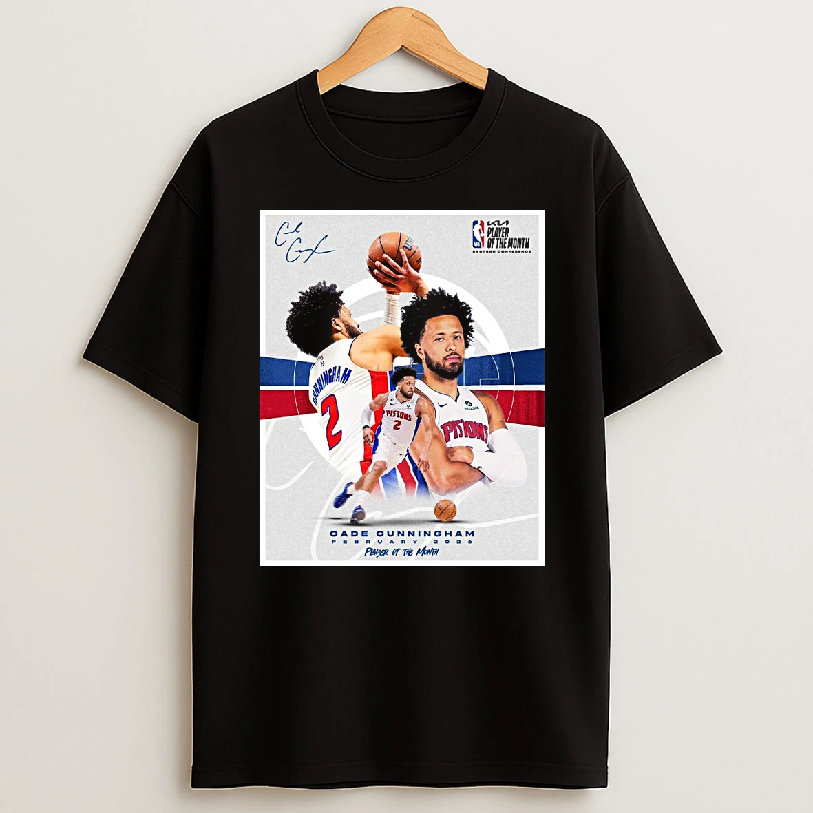 Cade Cunningham February 2026 Eastern Conference Player Of The Month Signature Shirts