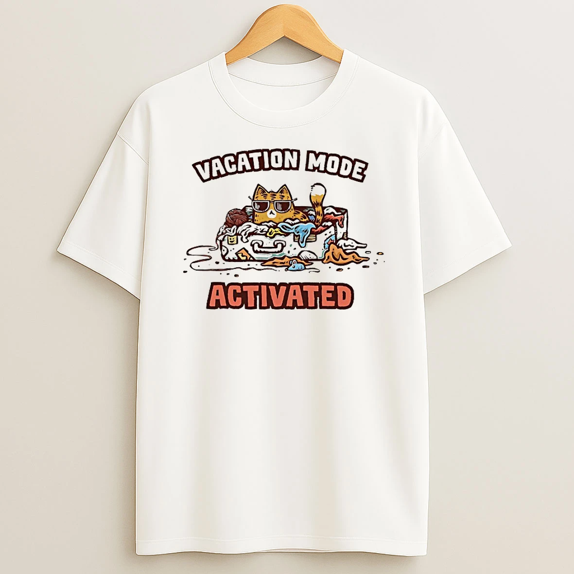 Cat Vacation Mode Activated Shirts