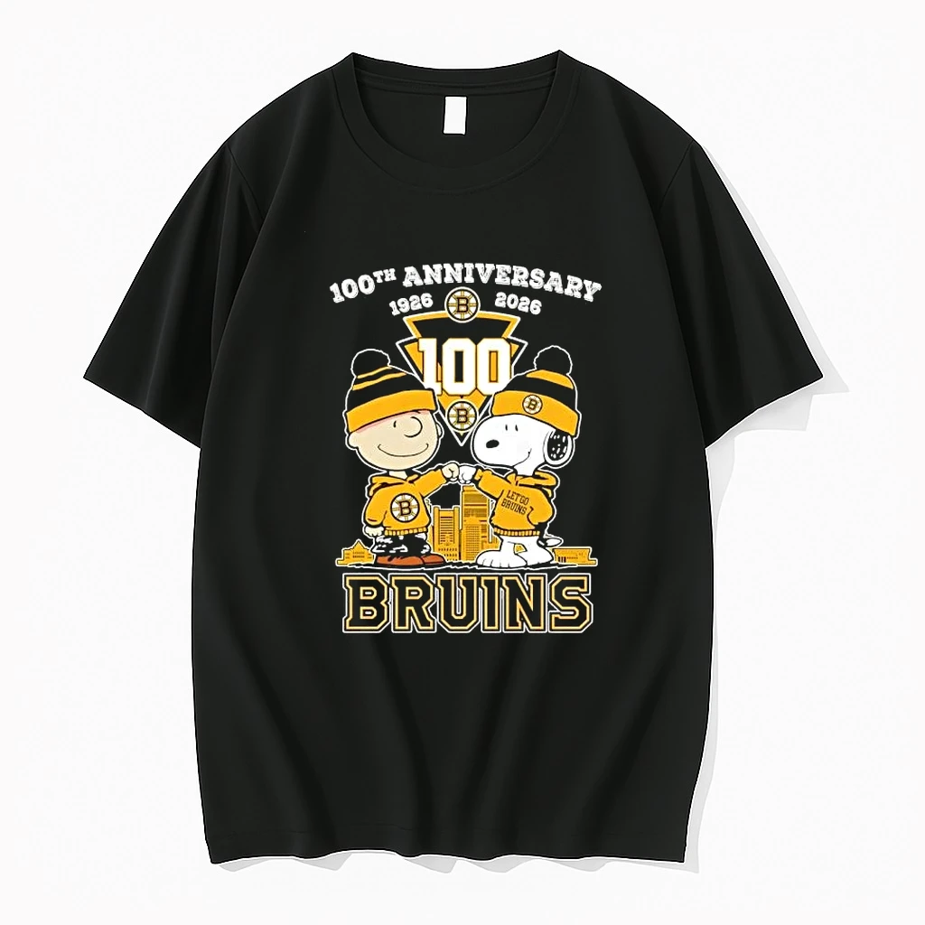 Charlie Brown Fist Bump Snoopy 100th Anniversary 1926 2026 Boston Bruins Skyline Shirts