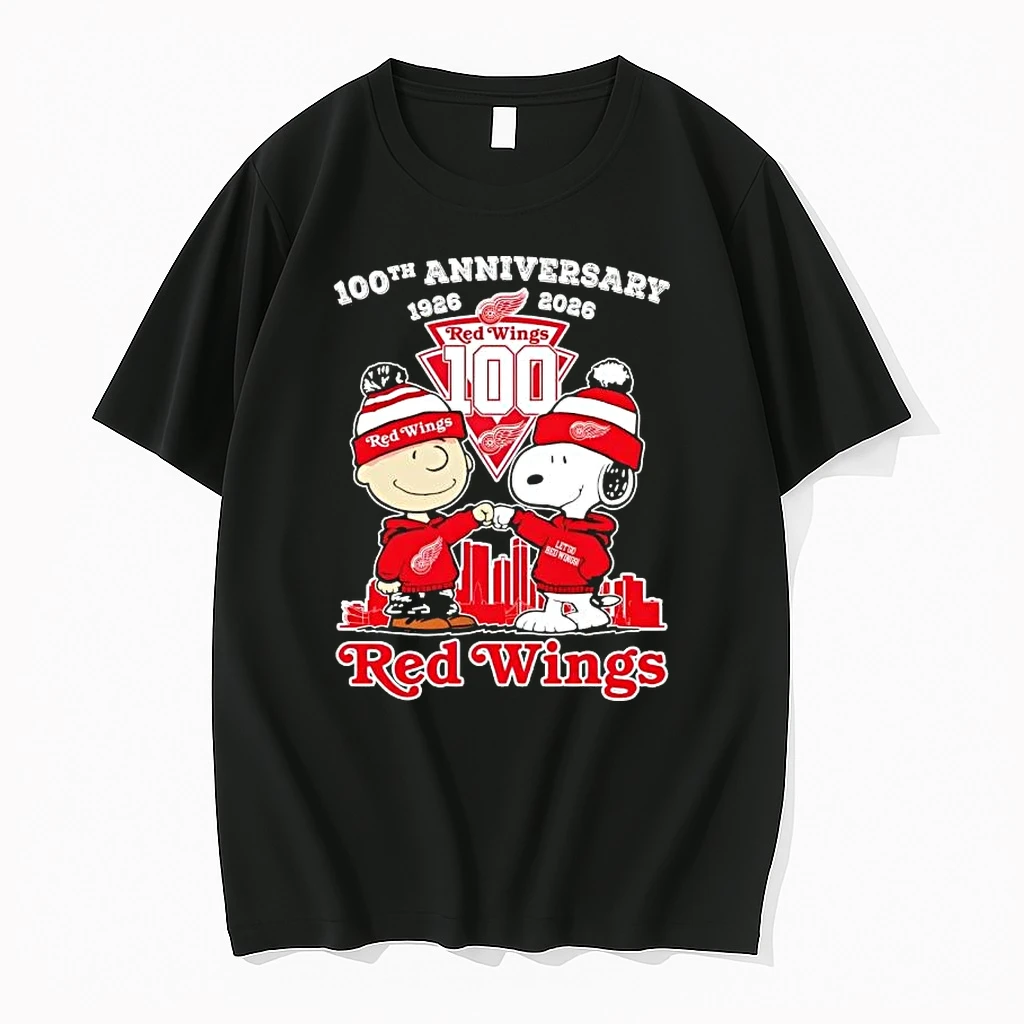 Charlie Brown Fist Bump Snoopy 100th Anniversary 1926 2026 Detroit Red Wings Shirts