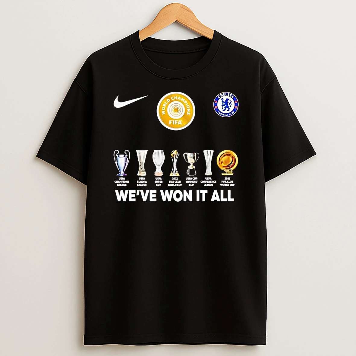 Chelsea Fc Weve Won It All Trophy World Champions Tee Shirts