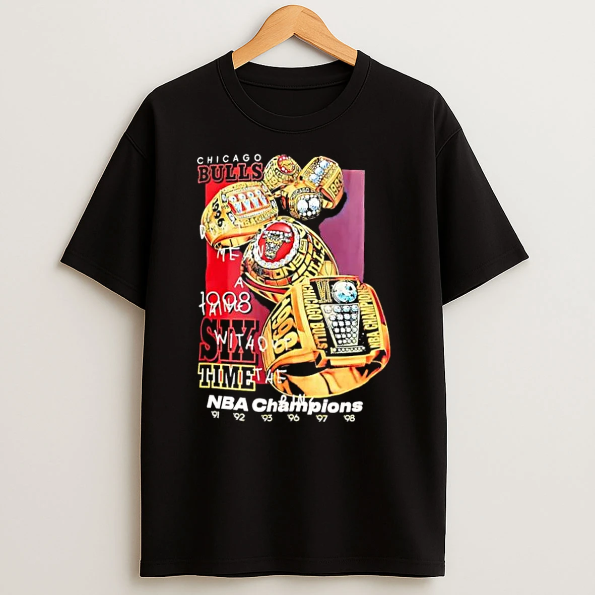 Chicago Bulls 1998 Six Time Nba Champions Six Rings Shirts