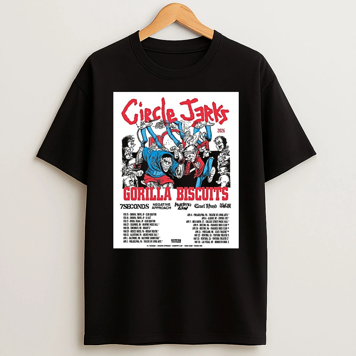 Circle Jerks Gorilla Biscuits And Negative Approach Tour Starts 2026 Shirts