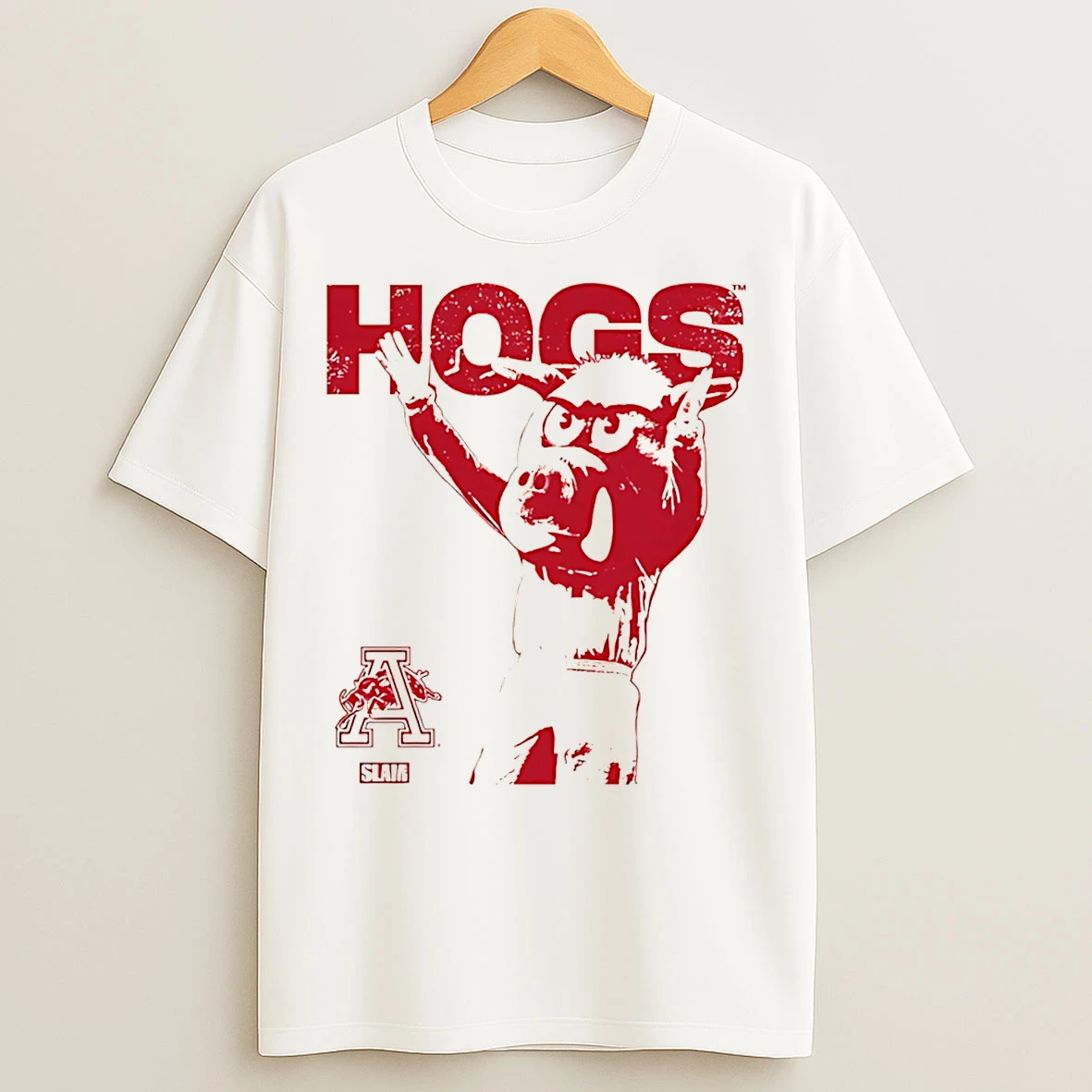 Classic Arkansas Hogs Mascot Mode Slam Graphic T Shirts