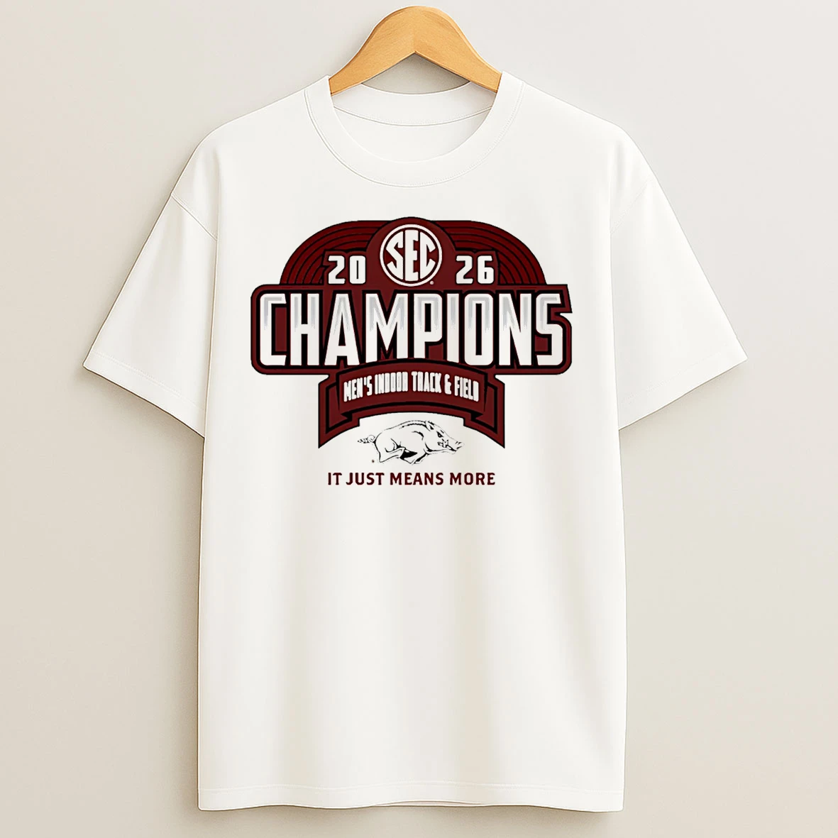 Classic Arkansas Razorbacks 2026 Sec Mens Indoor Track Field Champions Locker Room T Shirts