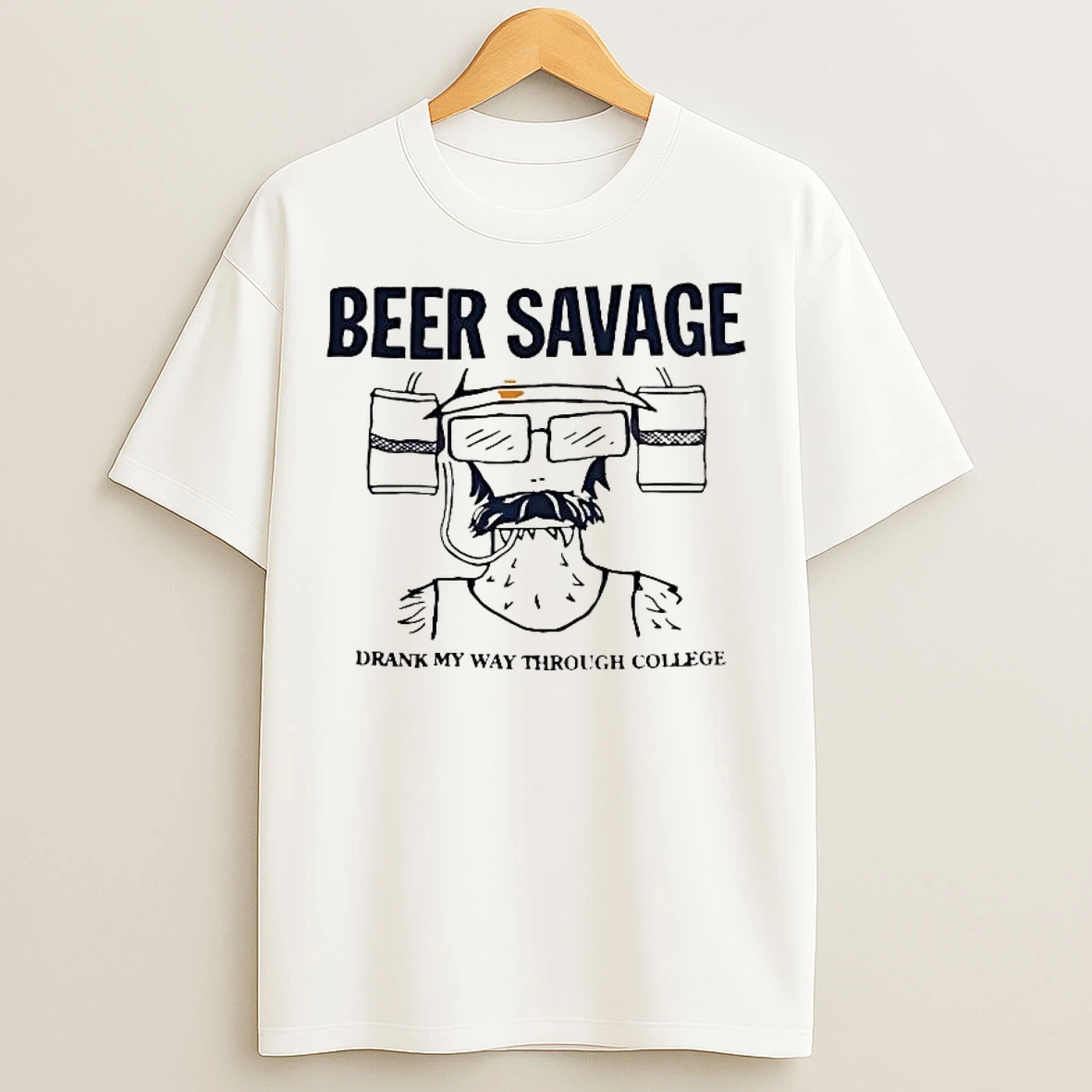 Classic Beer Savage Drank My Way Through College Tee T Shirts