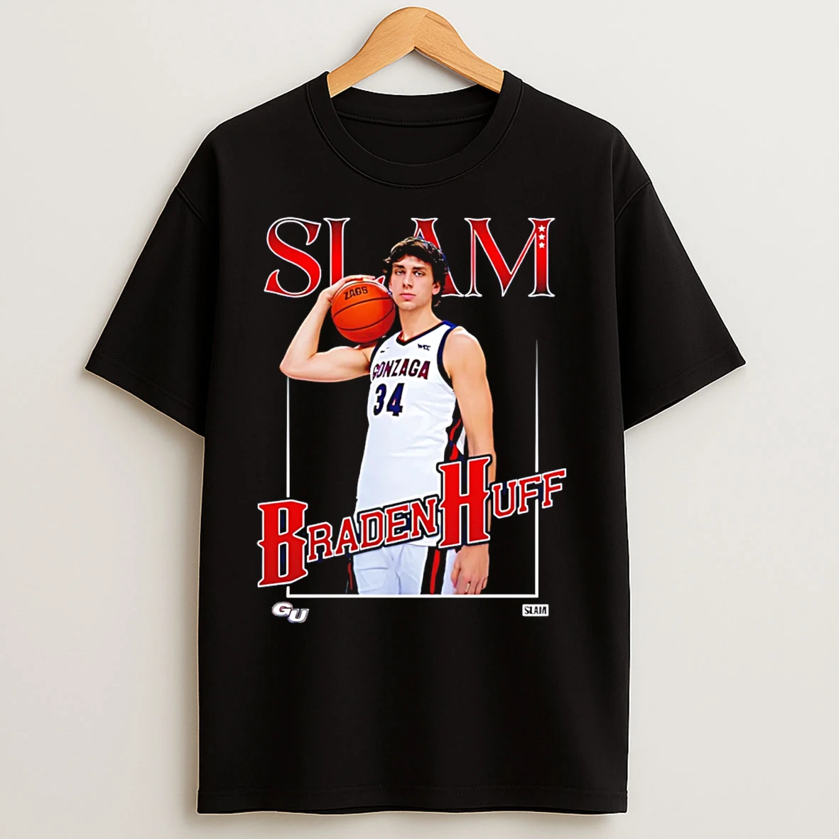 Classic Braden Huff Gonzaga Bulldogs Slam Graphic T Shirts