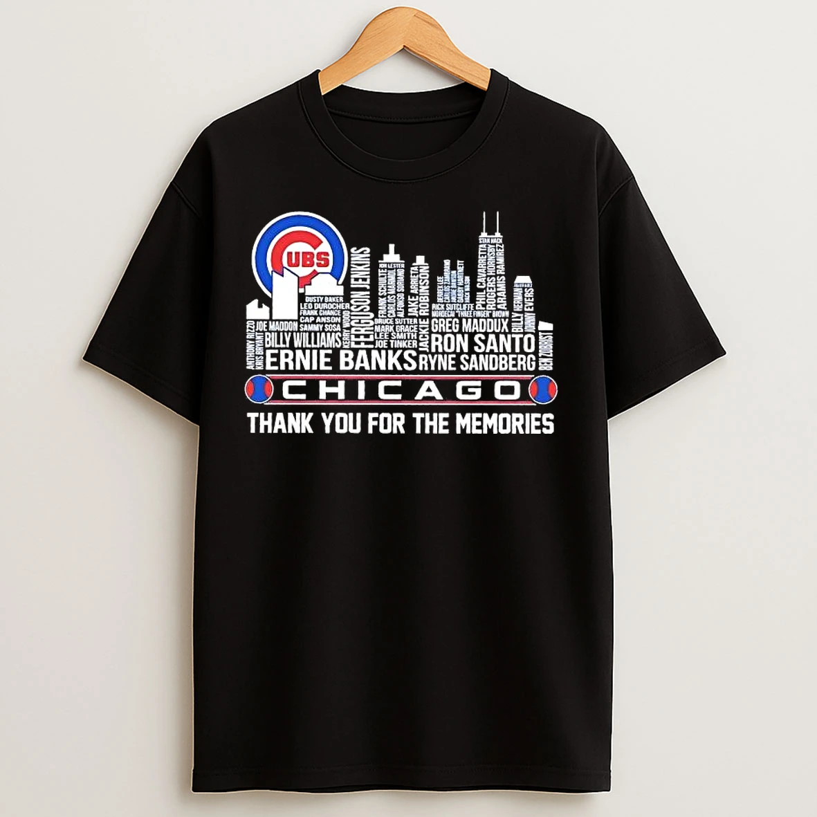Classic Chicago Cubs Players Names Skyline Thank You For The Memories T Shirts