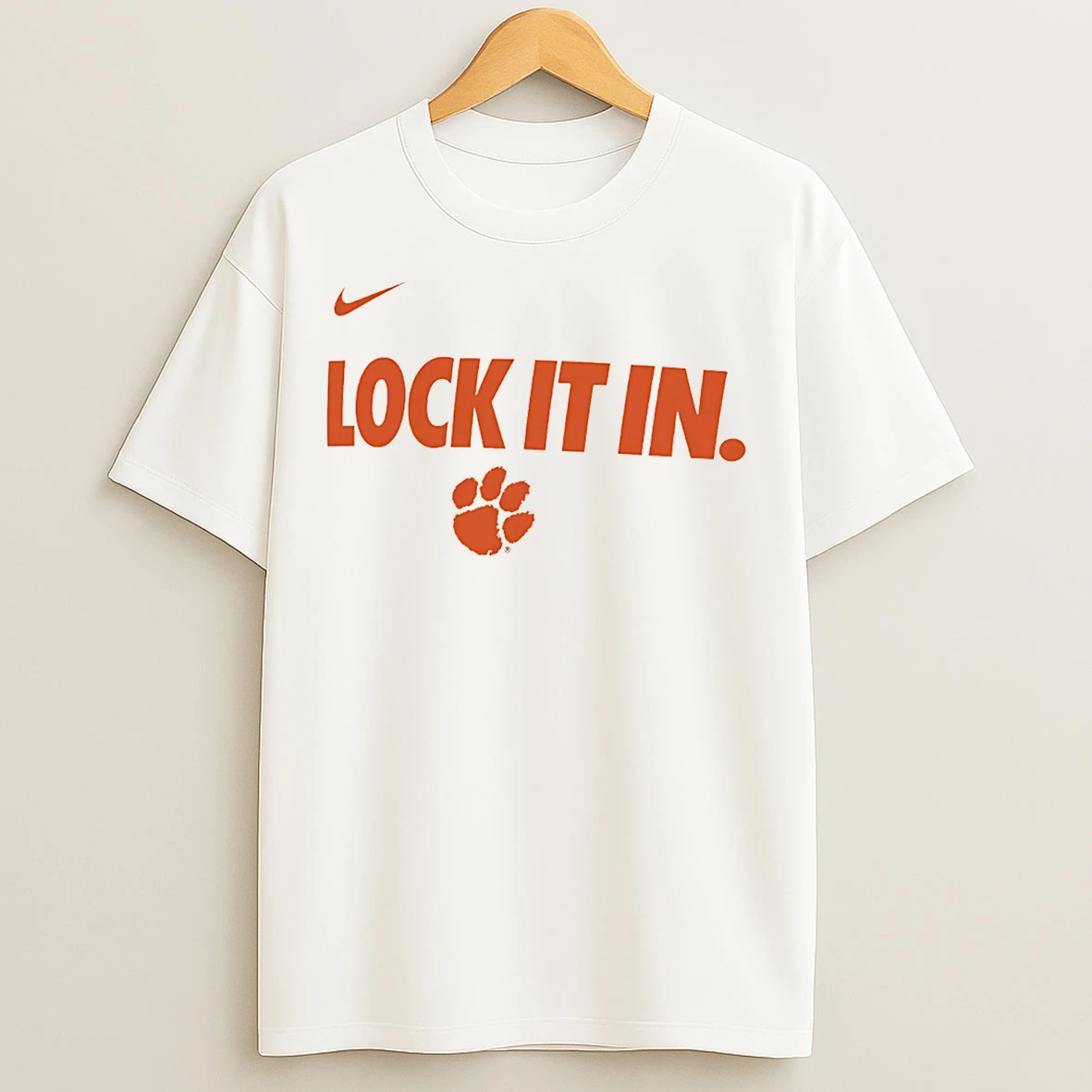 Classic Clemson Tigers Lock It In Logo T Shirts