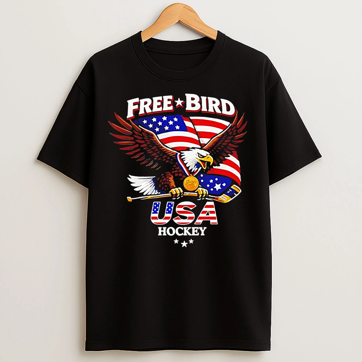 Classic Eagle Free Bird Usa Hockey T Shirts