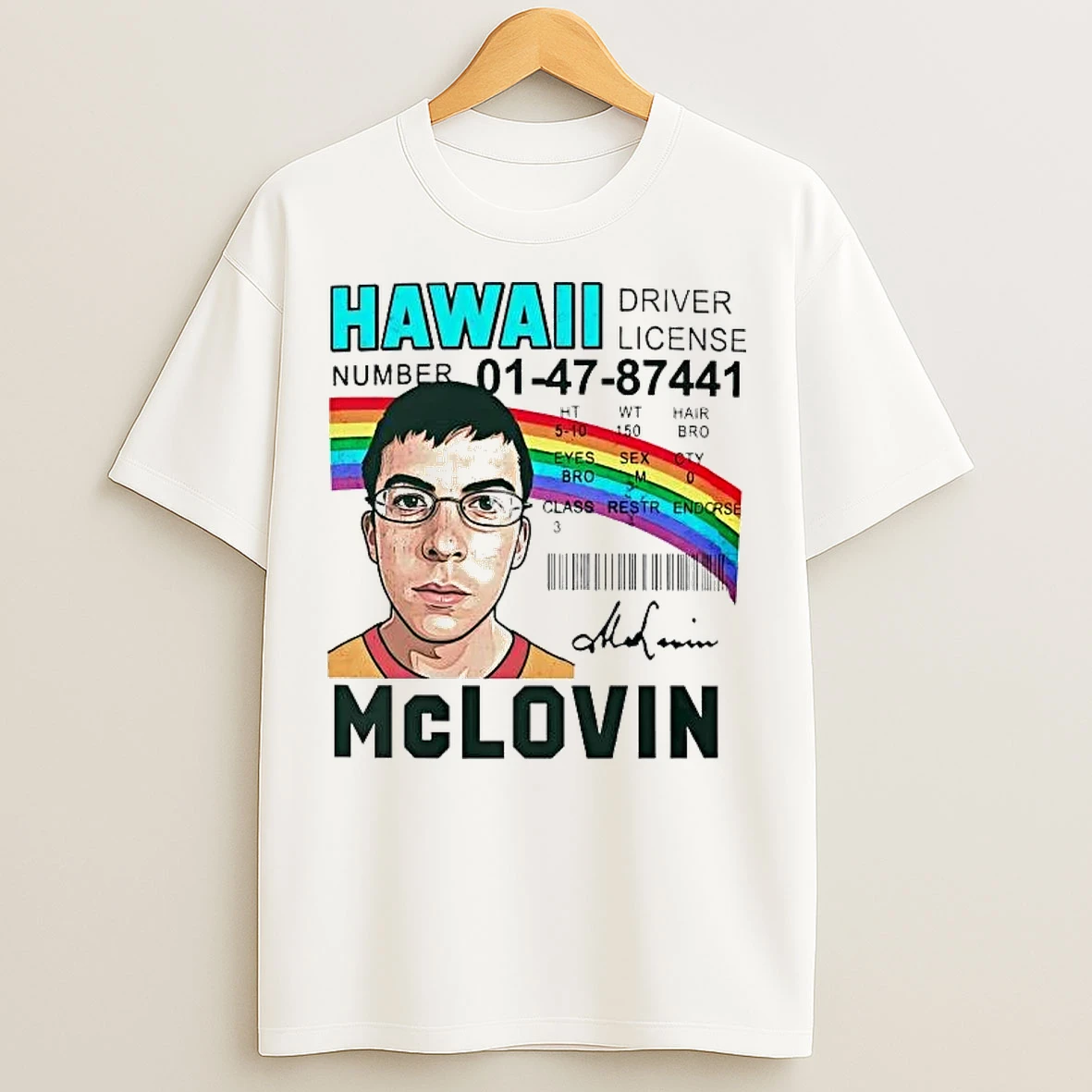 Classic Fogell Hawaii Driver License Mclovin T Shirts