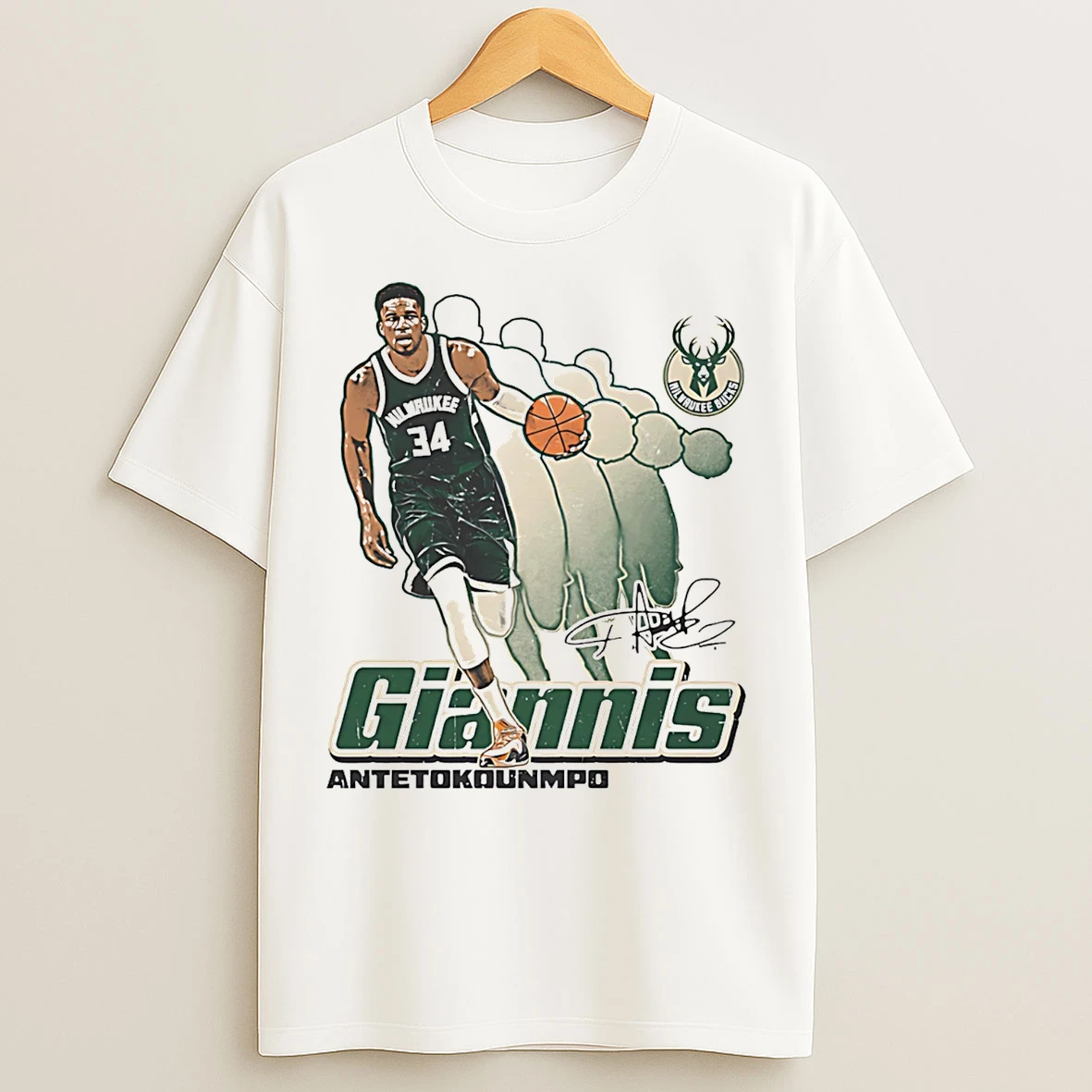 Classic Giannis Antetokounmpo Milwaukee Bucks Retro Signature T Shirts