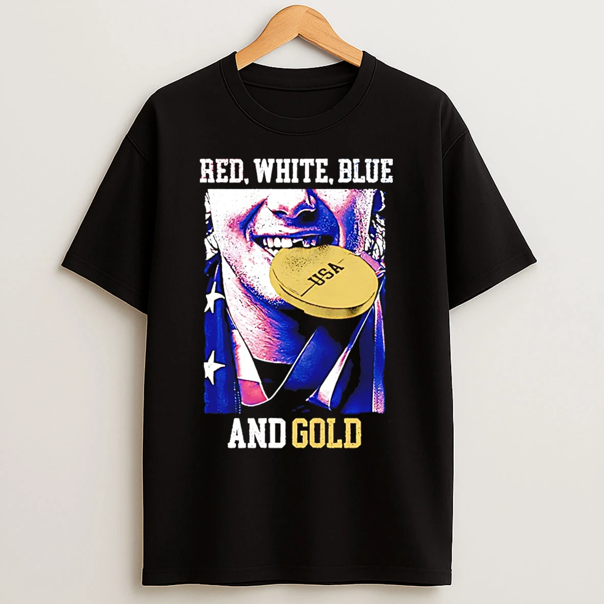 Classic Jack Hughes Red White Blue And Gold Usa Hockey 2026 Winter Olympics T Shirts