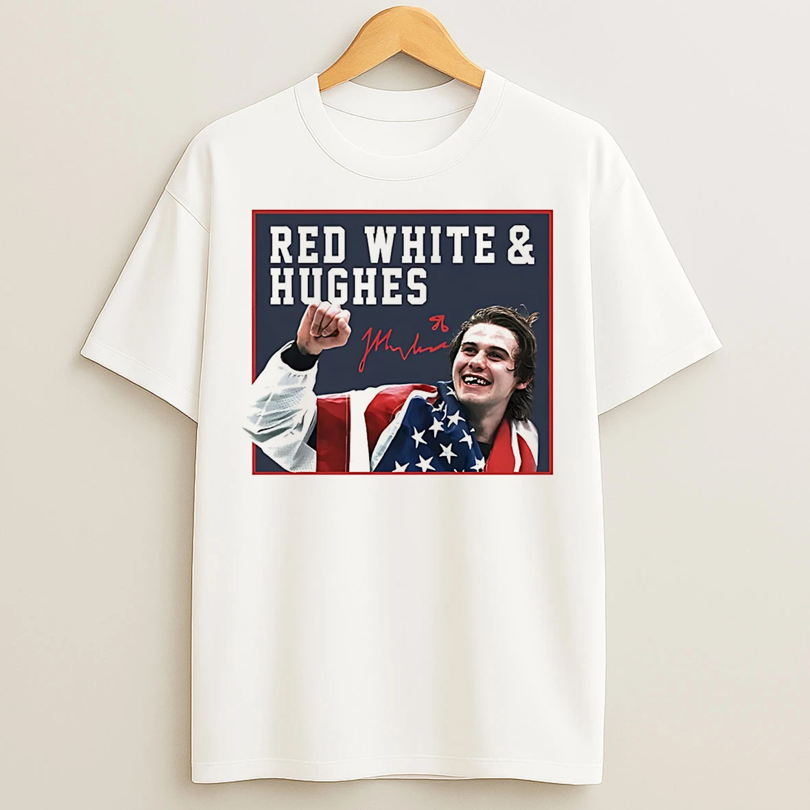 Classic Jack Hughes Usa Hockey Golden Goal 2026 Red White Hughes T Shirts