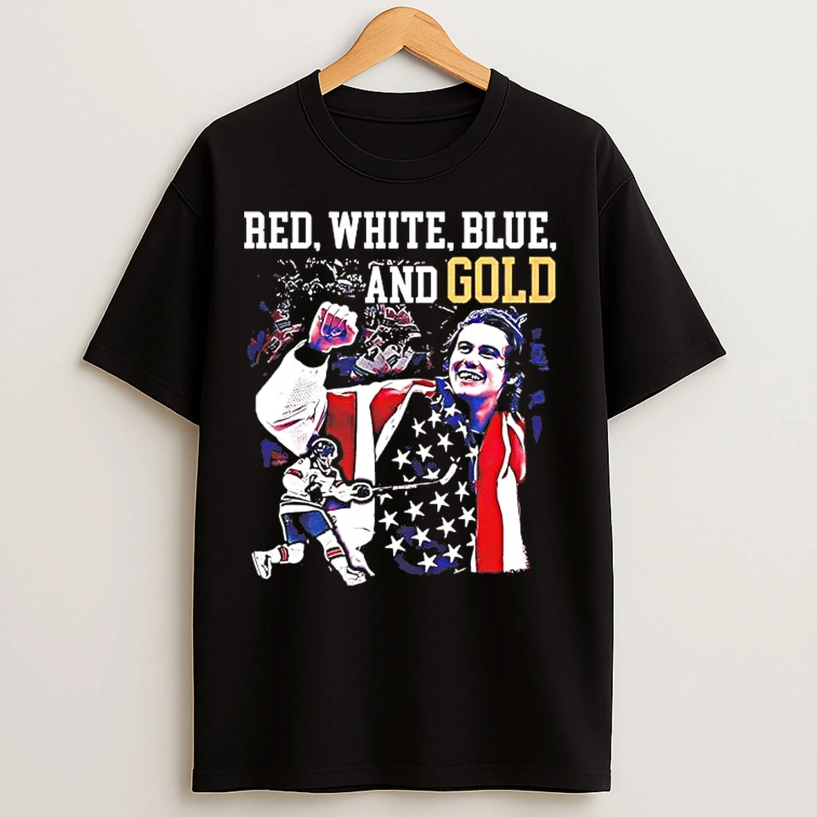 Classic Jack Hughes Red White Blue And Gold T Shirts