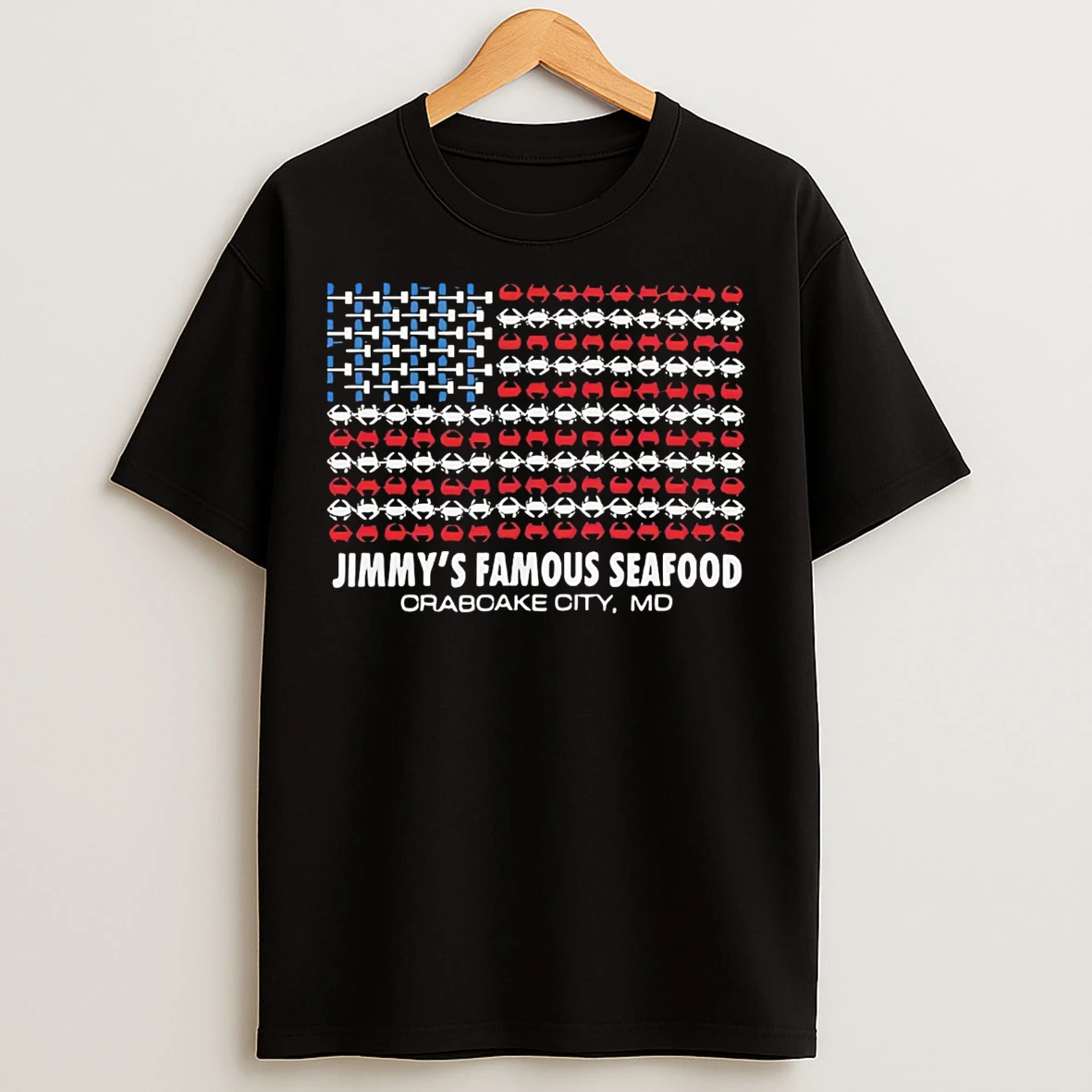 Classic Jimmys Famous Seafood Crab Flag T Shirts