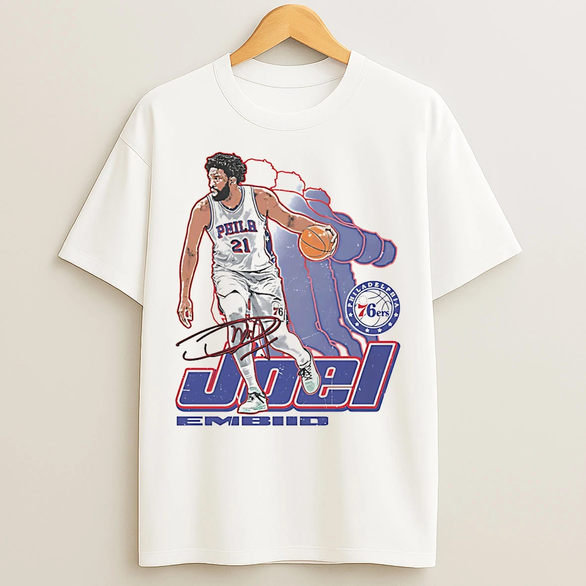 Classic Joel Embiid Philadelphia 76ers Retro Signature T Shirts