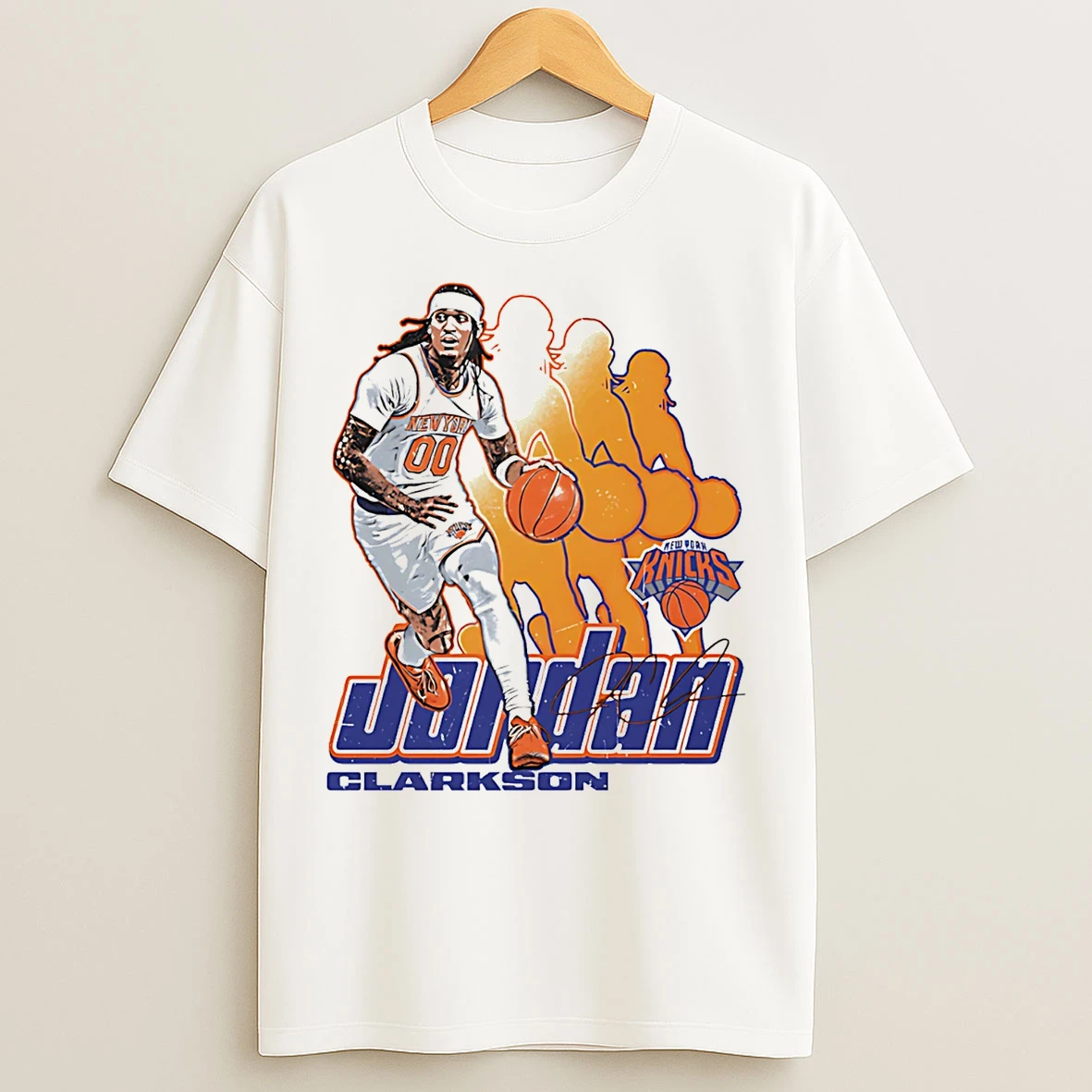 Classic Jordan Clarkson New York Knicks Retro Signature T Shirts