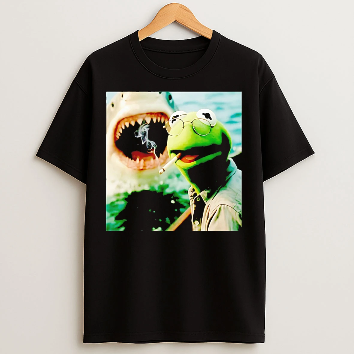 Classic Kermit The Frog Smoking Jaws Muppet Meme T Shirts