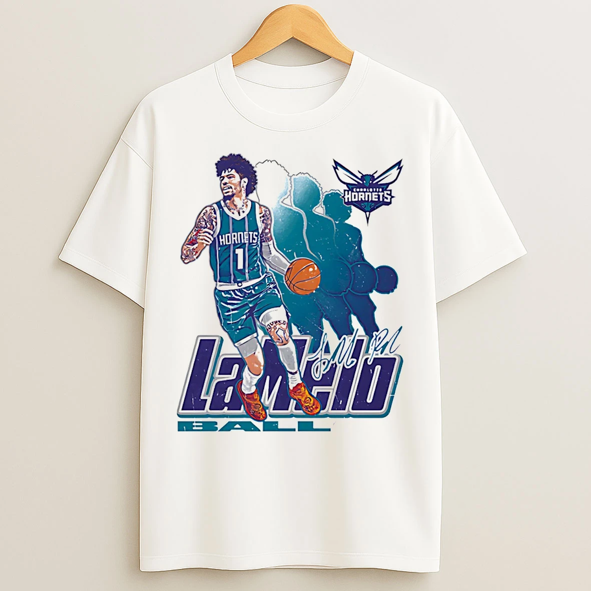 Classic Lamelo Ball Charlotte Hornets Retro Signature T Shirts