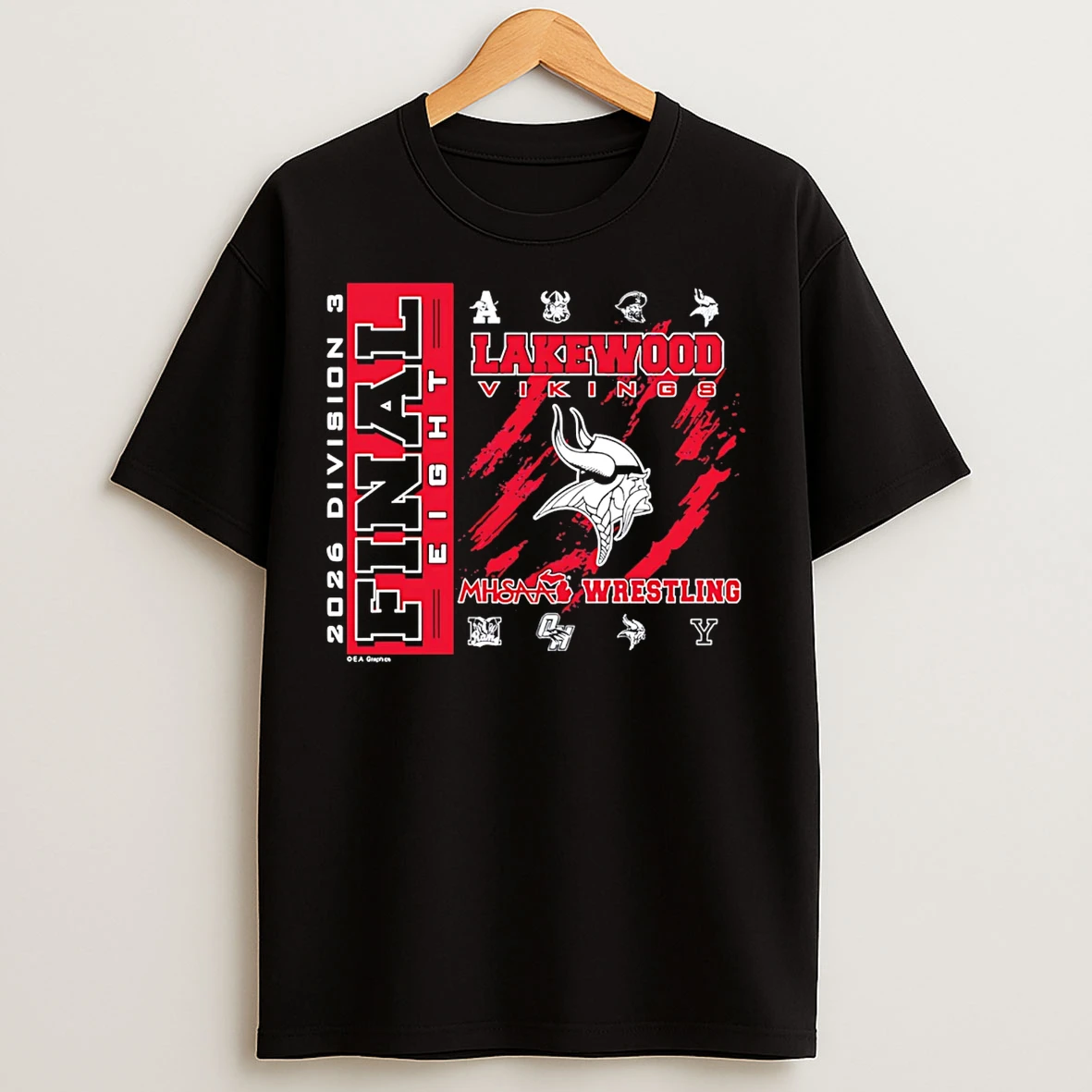 Classic Lakewood Vikings 2026 Mhsaa Team Wrestling Final 8 D3 Logo T Shirts