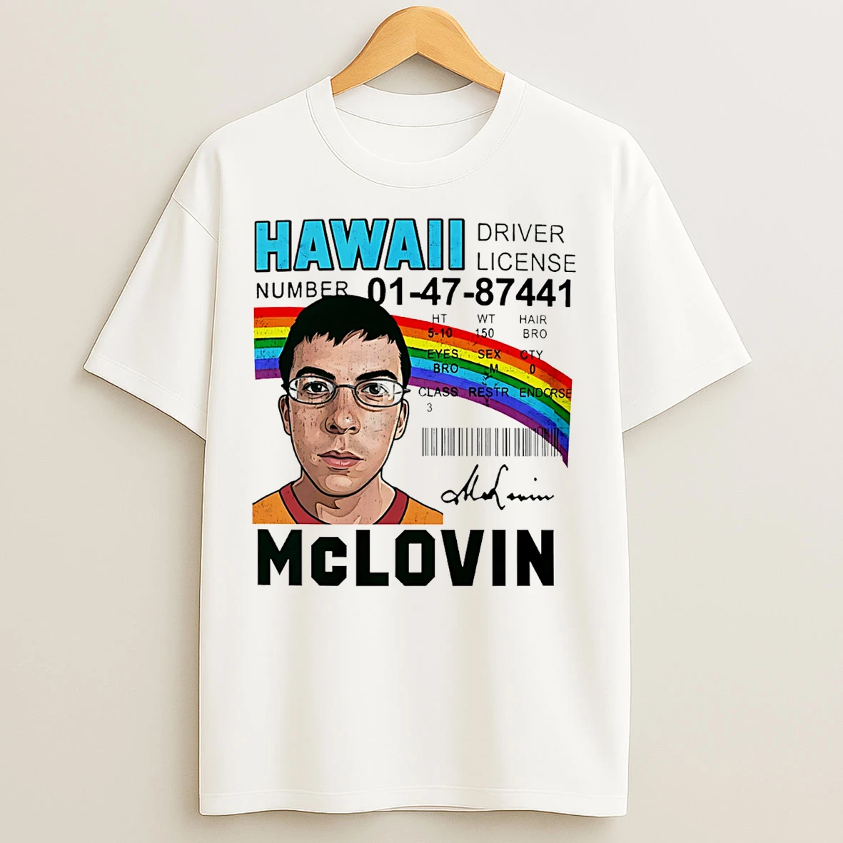 Classic Mclovin Hawaii Driver License Signature T Shirts