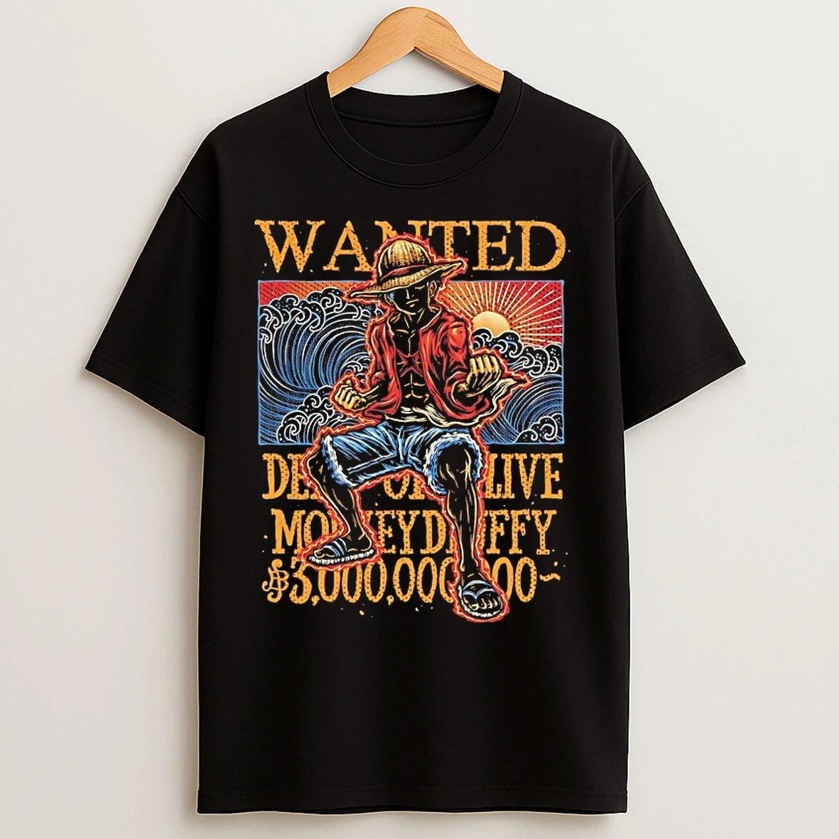 Classic Monkey D Luffy One Piece Wanted T Shirts