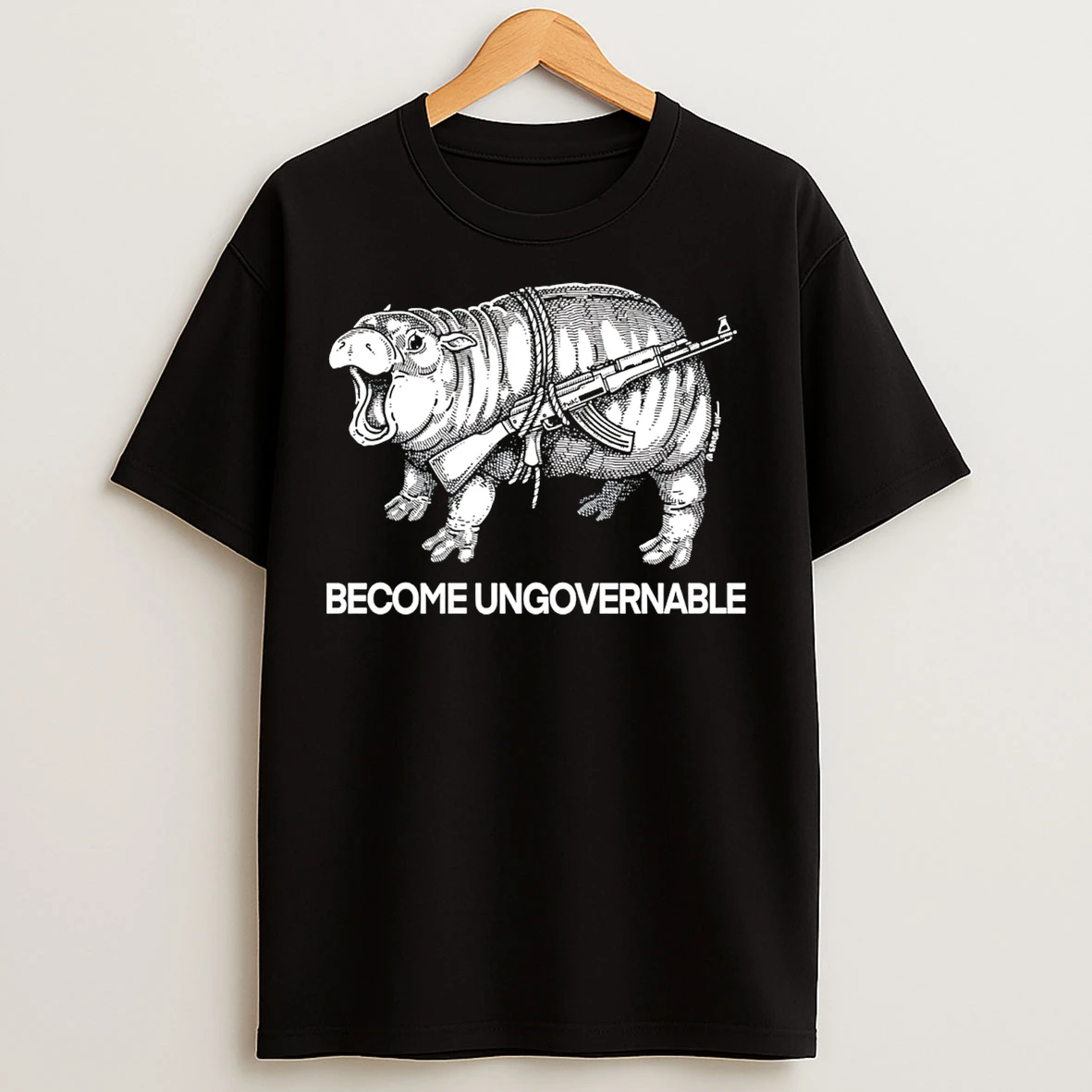 Classic Moo Deng Become Ungovernable Gun T Shirts