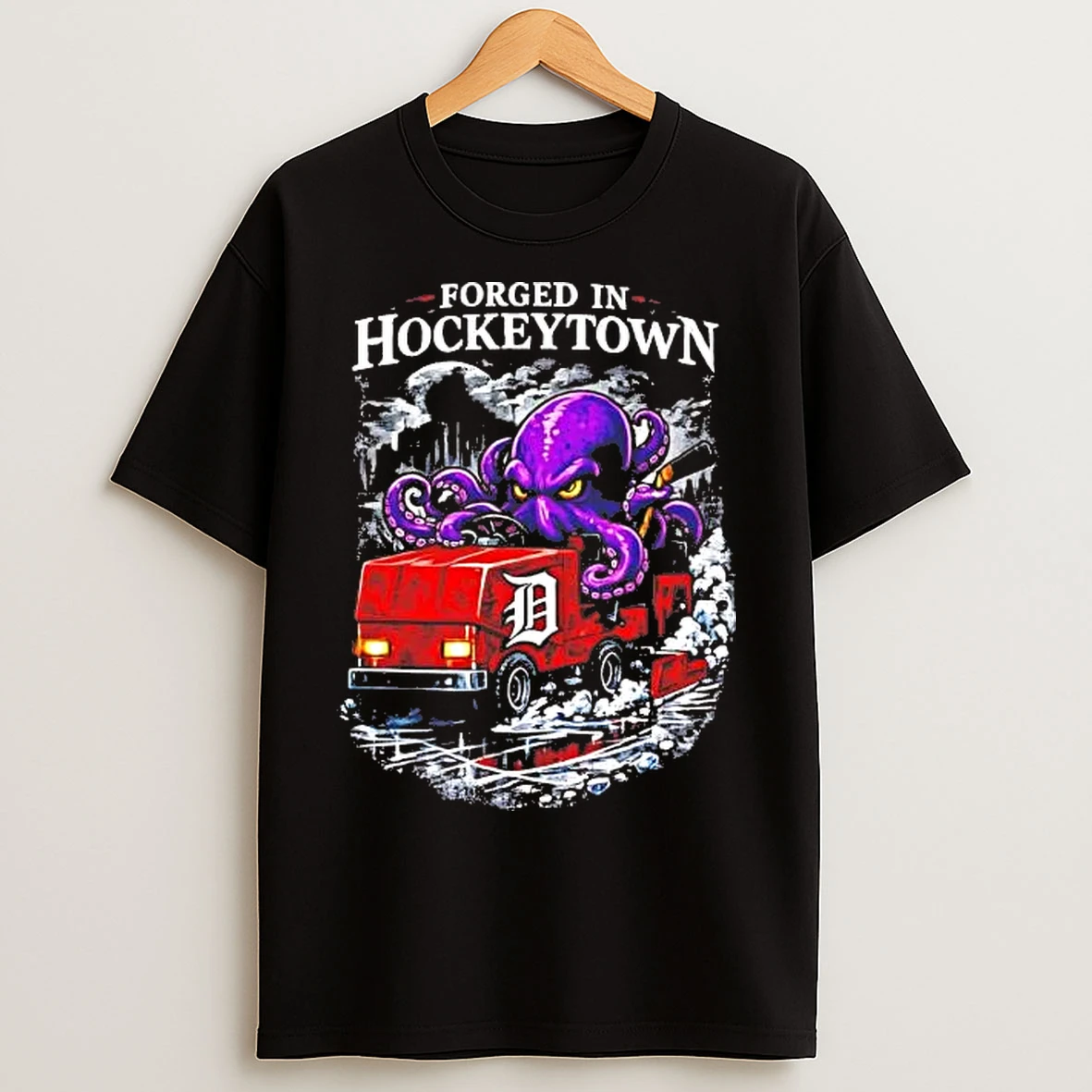 Classic Octopus Zamboni Forged In Hockeytown Tee T Shirts