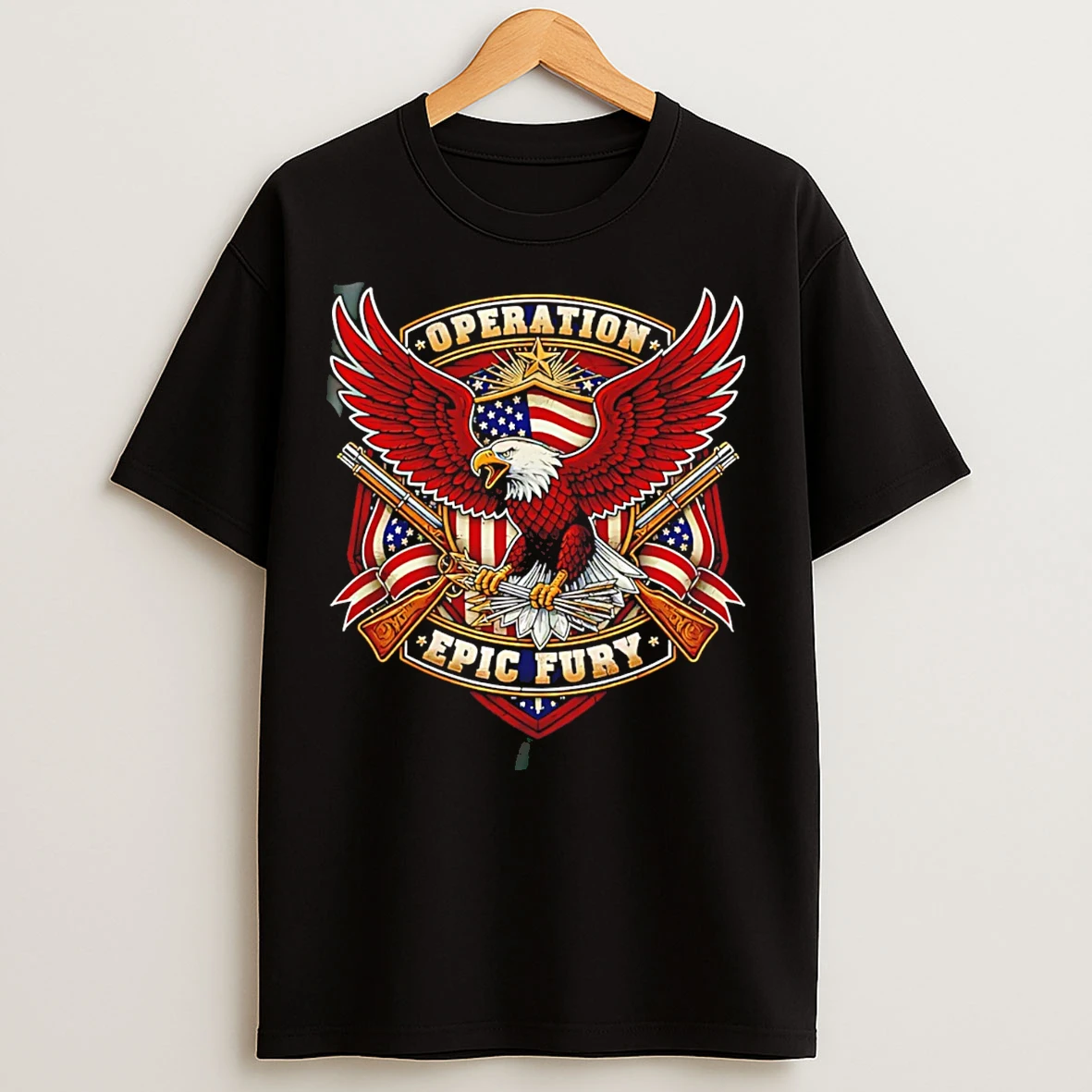 Classic Operation Epic Fury Eagle Patriotic American Flag Military T Shirts