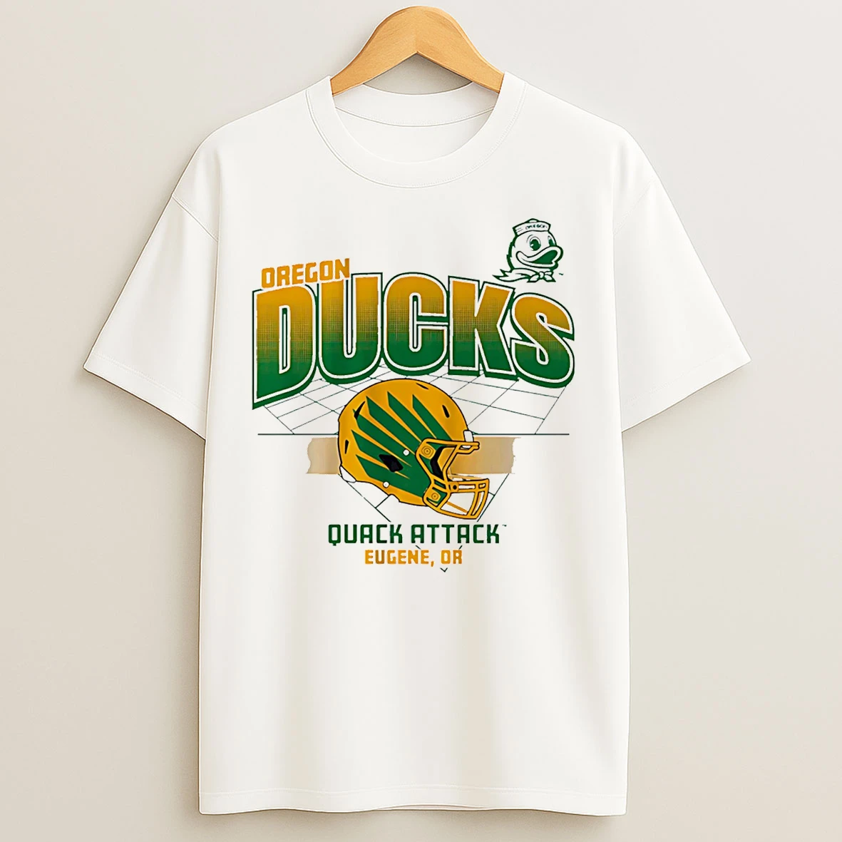 Classic Oregon Ducks Quack Attack Helmet Grid T Shirts