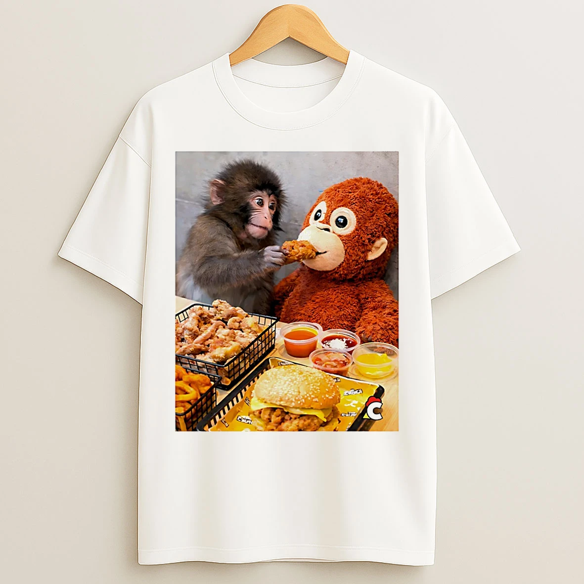 Classic Punch Kun Punch Monkey Eat Fast Food T Shirts