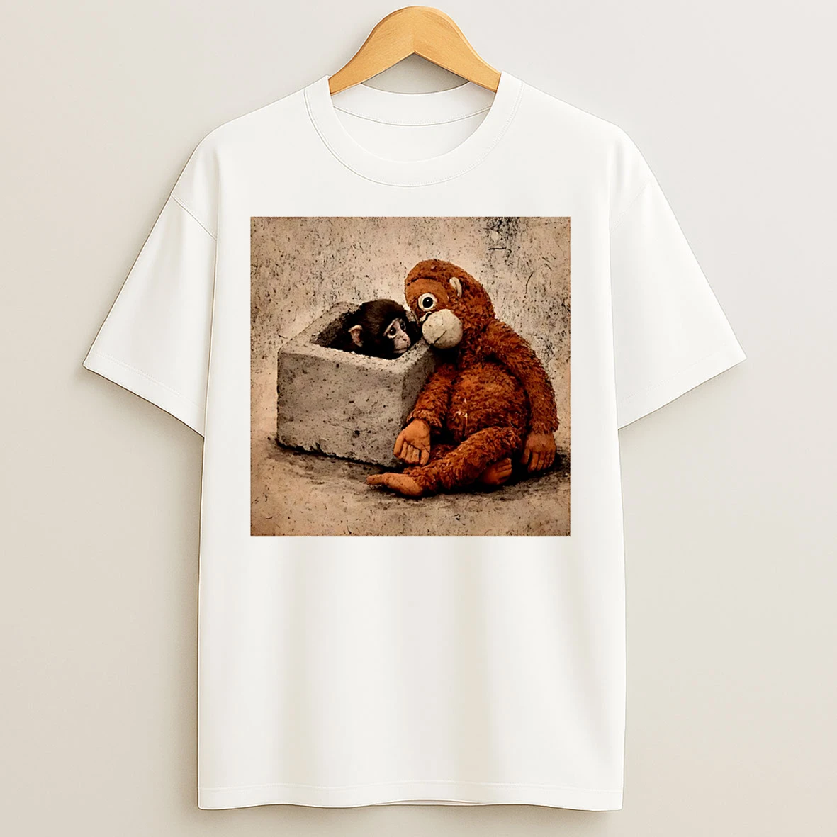 Classic Punch Kun Punch The Monkey Cuddling Plush Toy T Shirts