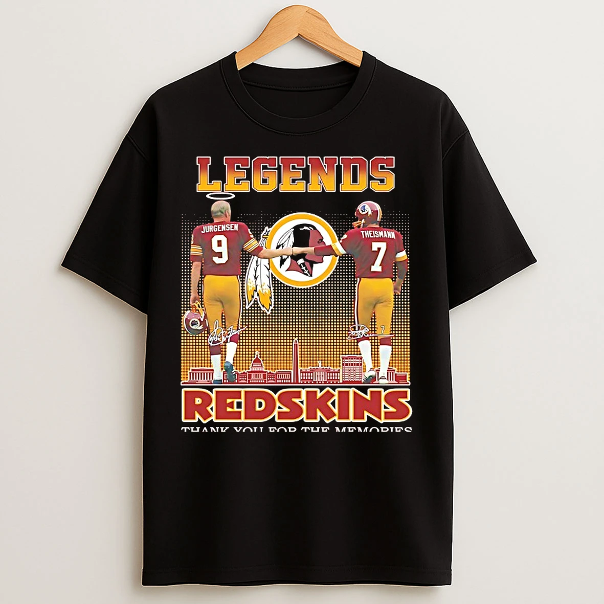 Classic Sonny Jurgensen And Joe Theismann Legends Redskins Thank You For The Memories T Shirts