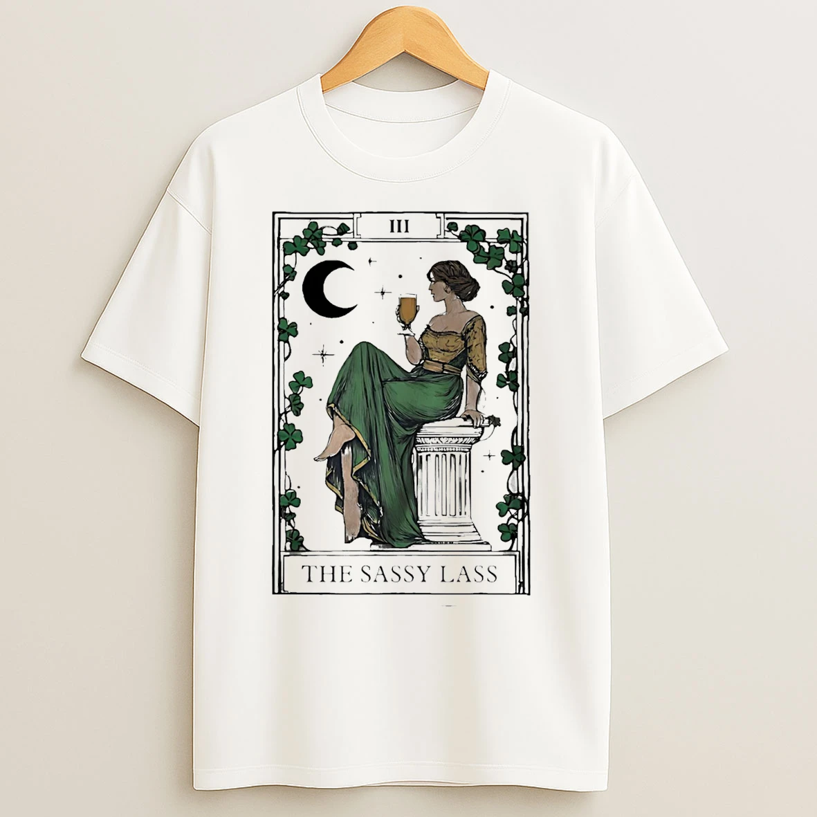 Classic St Patricks Day The Sassy Lass Tarot Card T Shirts