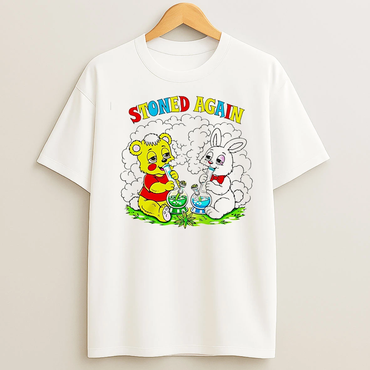 Classic Stoned Again Rabbits And Bears Smoke Weeds T Shirts