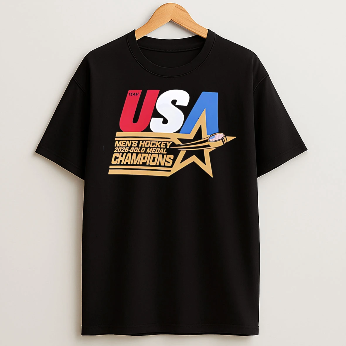 Classic Us Mens Olympic Hockey 2026 Winter Olympics Gold Medal Winner Stars T Shirts