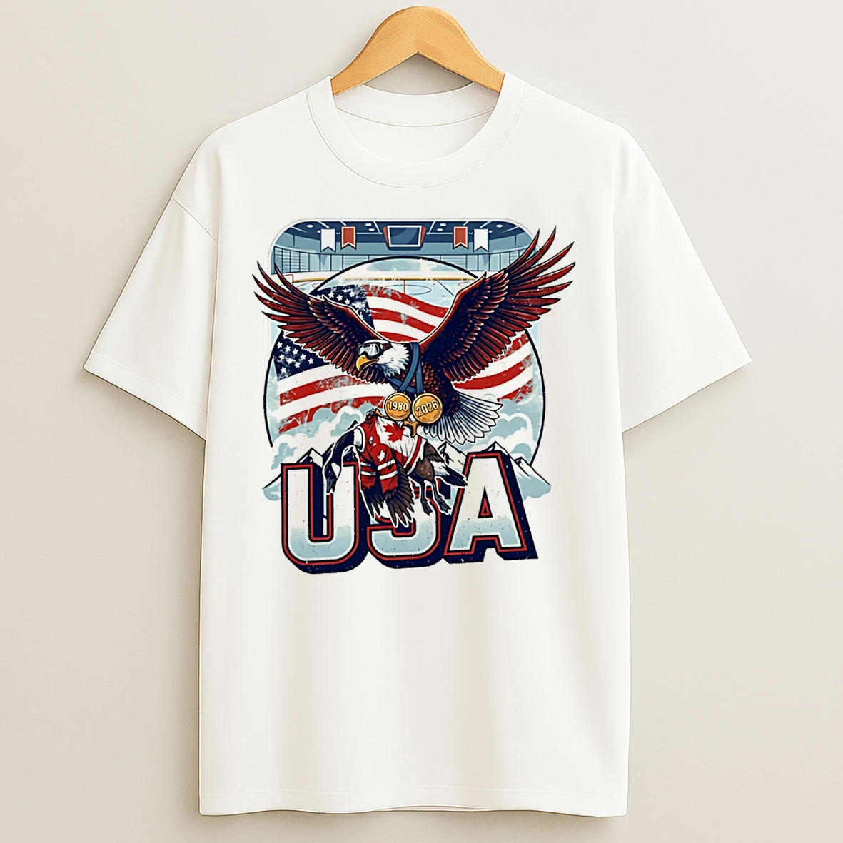 Classic Usa Ice Hockey Champions 2026 Patriotic Eagle Medal T Shirts