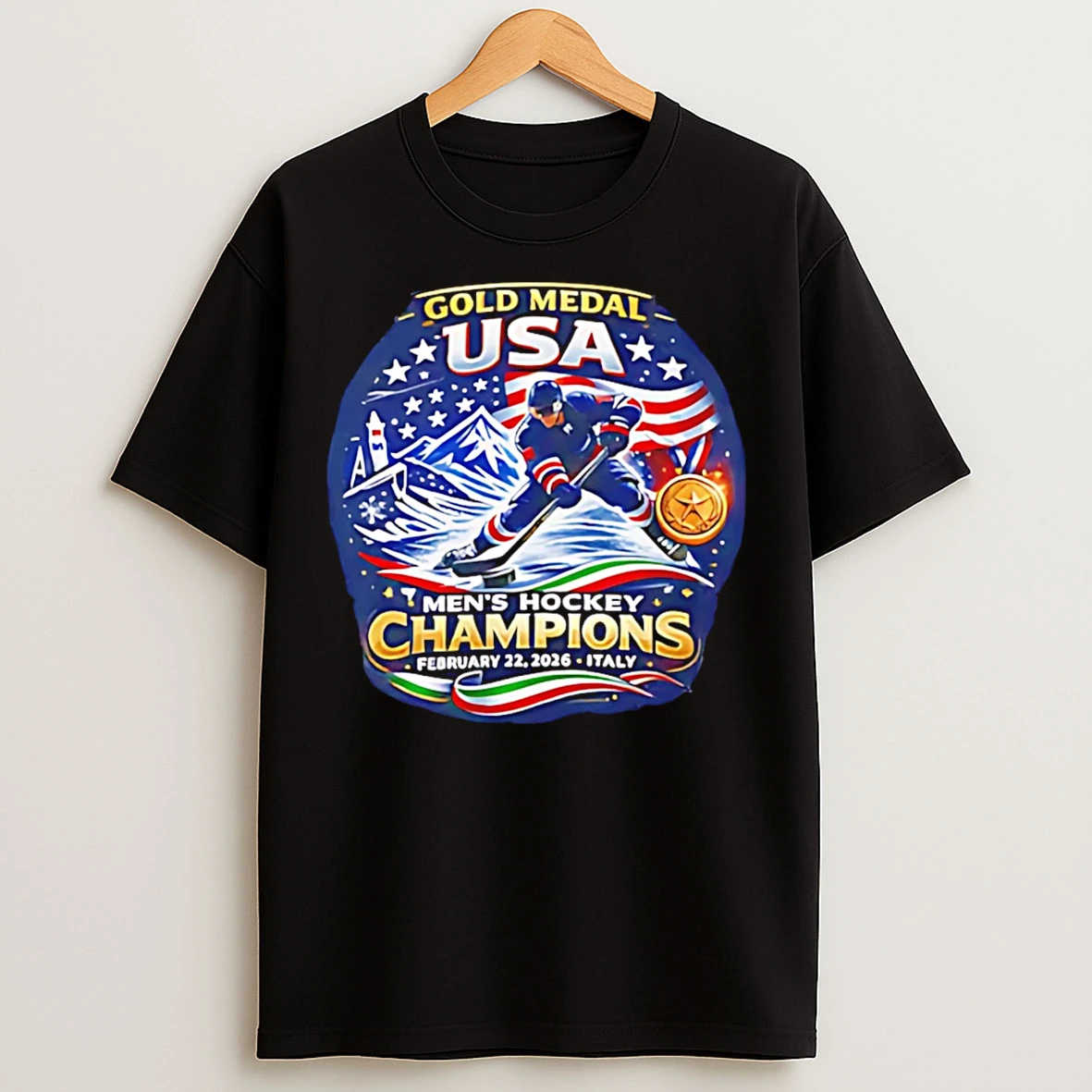 Classic Usa Mens Hockey Gold Medal Champions 2026 T Shirts