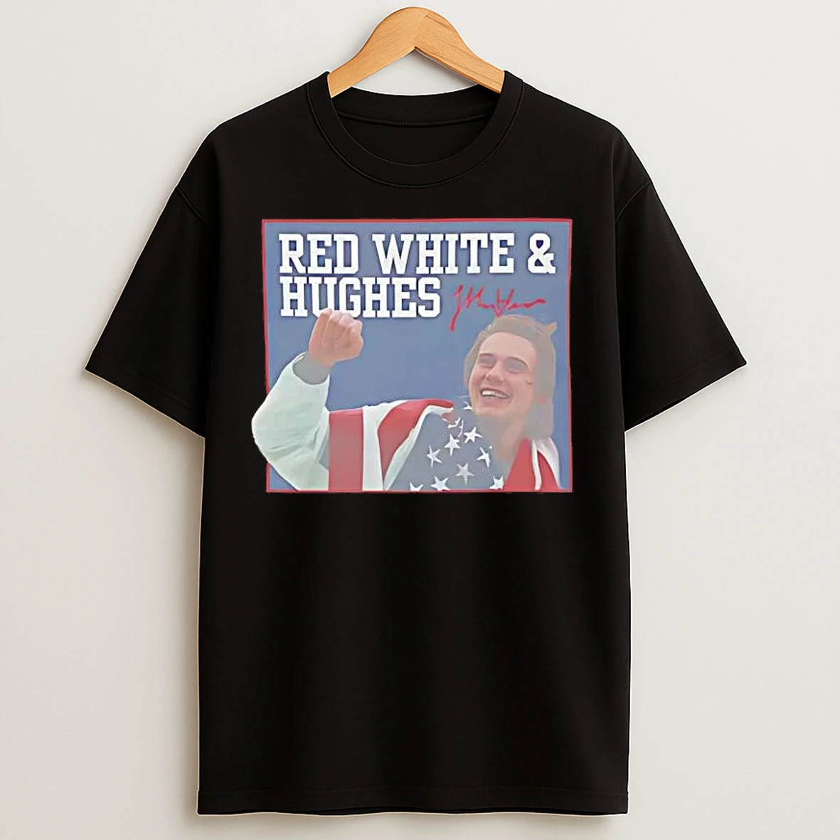 Classic Usa Hockey Red White And Jack Hughes Signature T Shirts