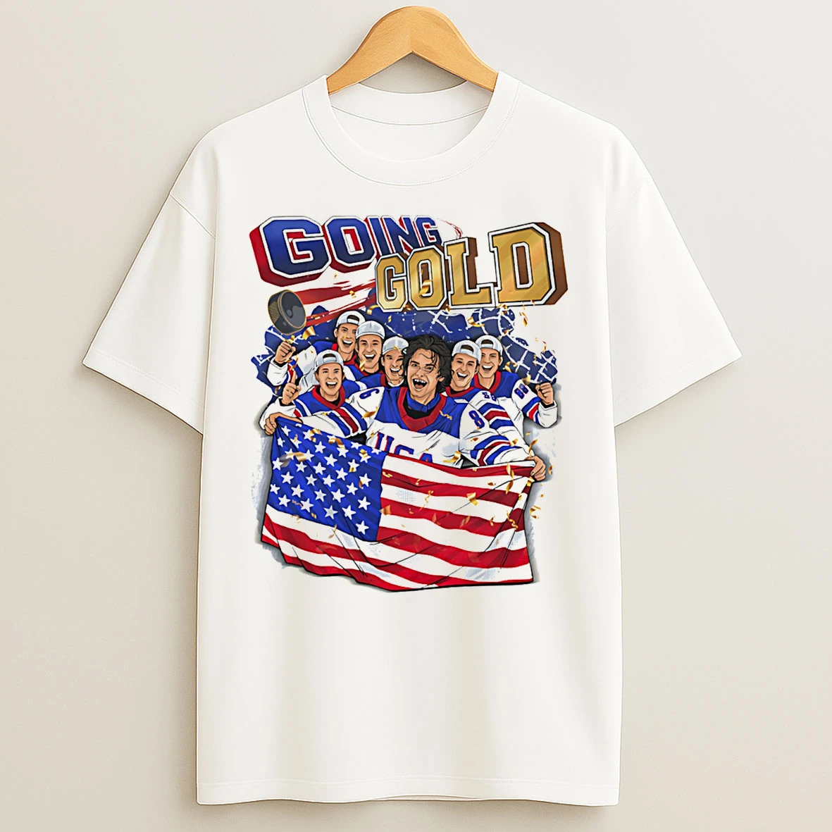 Classic Usa Hockey Going Gold Olympic Champions 2026 Paint T Shirts