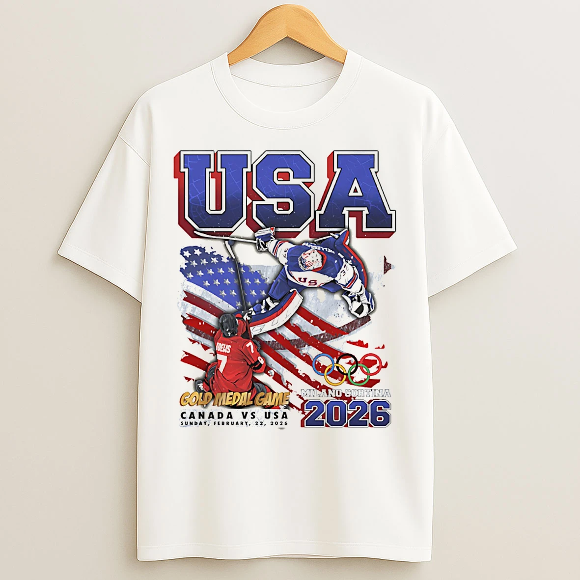 Classic Usa Hockey Gold Medal Dame Milano Cortina 2026 Paint T Shirts